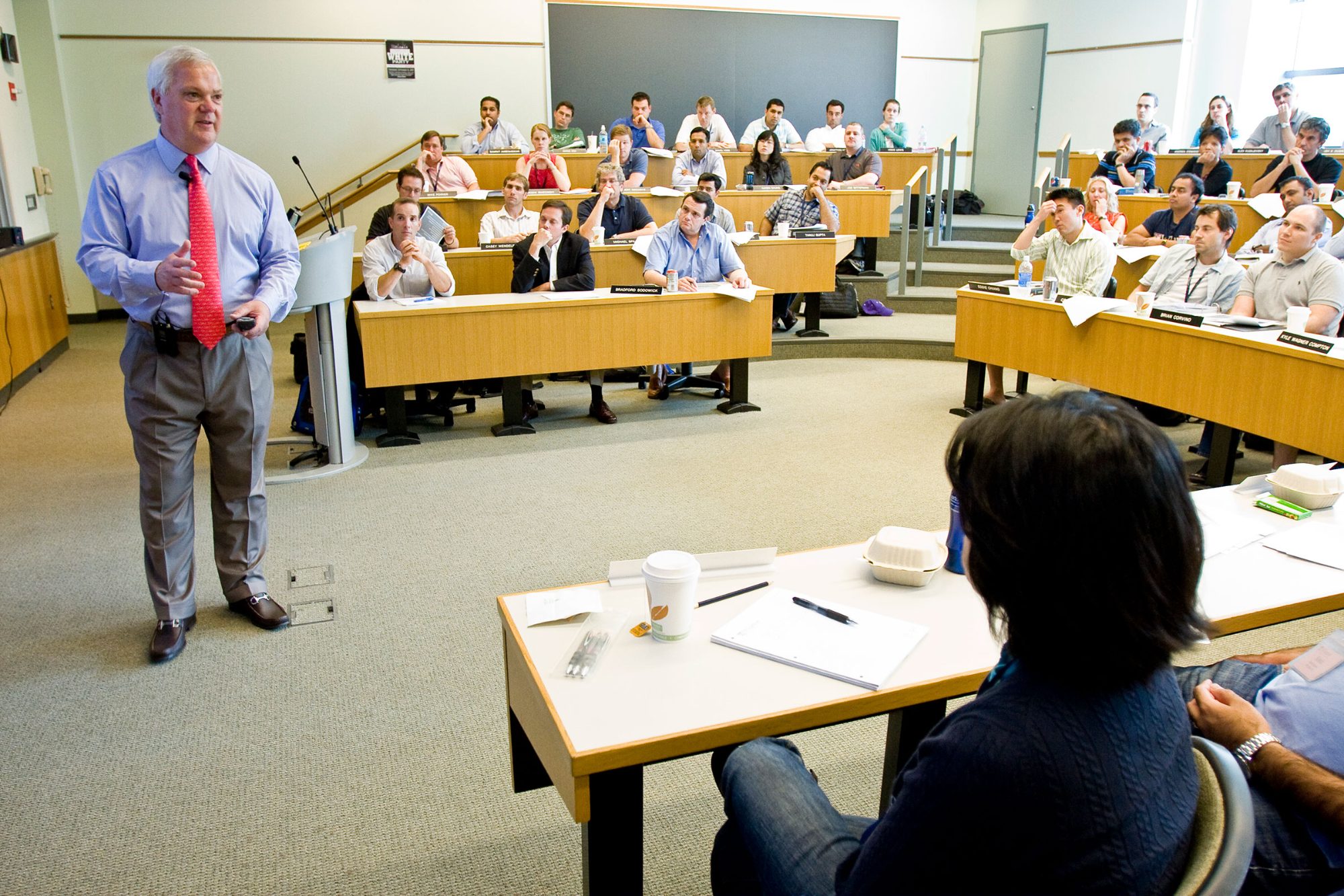 Dr. LaPier lecturing to a full Wharton classroom